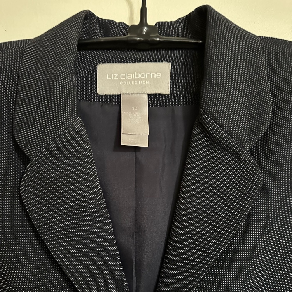 Vintage Liz Claiborne Black/Beige Tattersall Jacket, Size 10